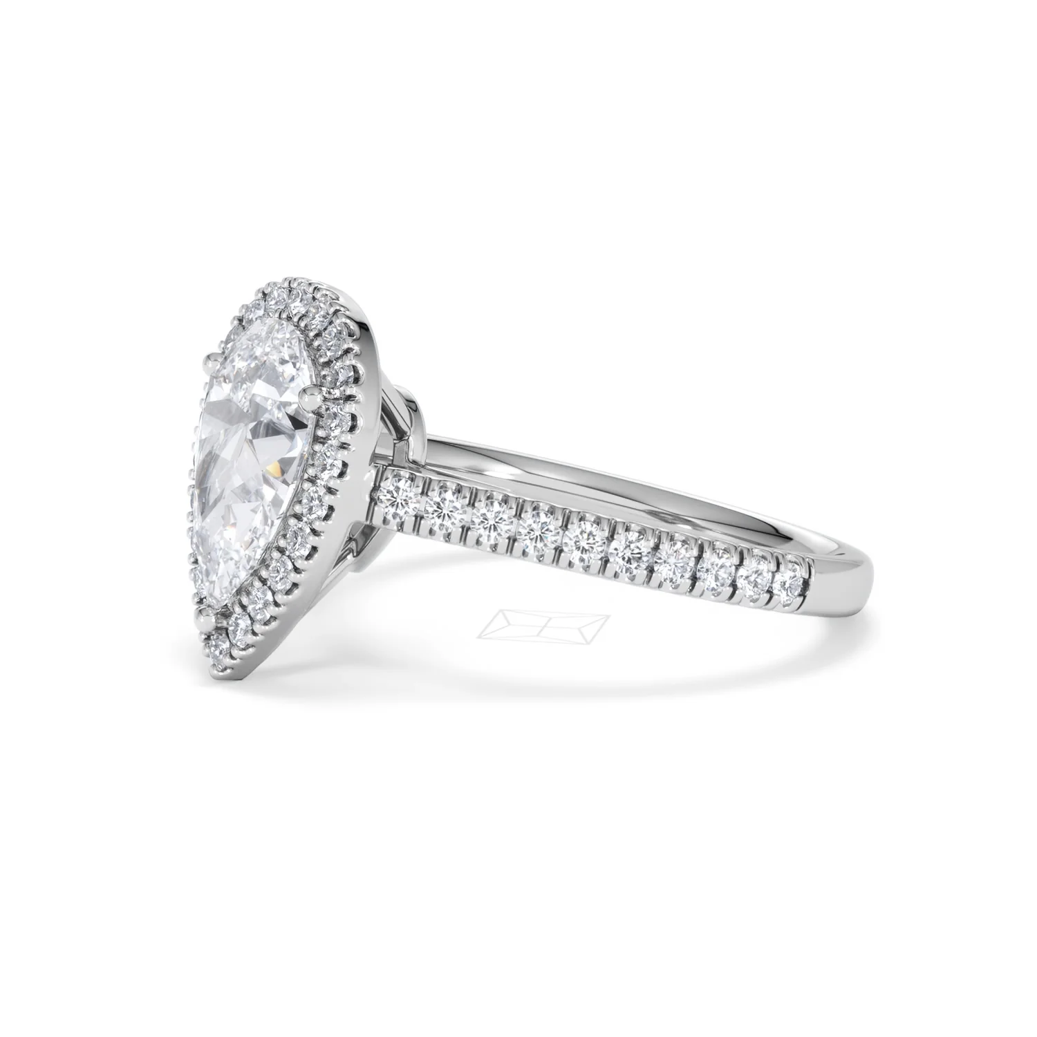 Diana Lab Diamond Pear Halo Engagement Ring Platinum 2.10ct F/VS1 - Image 78