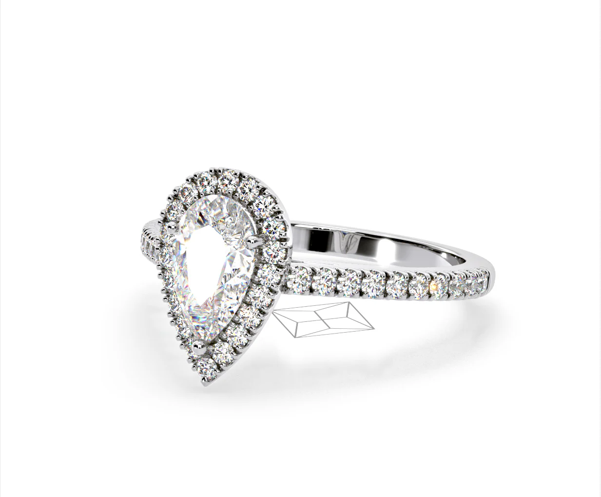 Diana Lab Diamond Pear Halo Engagement Ring Platinum 2.10ct F/VS1 - Image 93