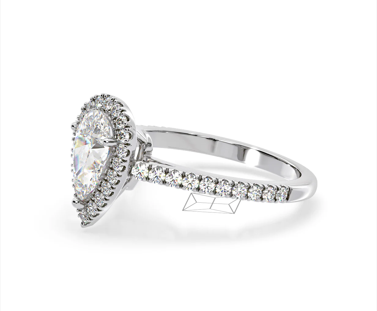 Diana Lab Diamond Pear Halo Engagement Ring Platinum 2.10ct F/VS1 - Image 99