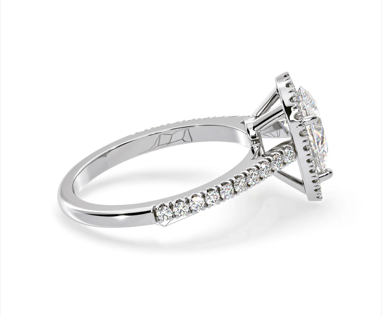 Diana Lab Diamond Pear Halo Engagement Ring Platinum 2.60ct F/VS1 - Image 145