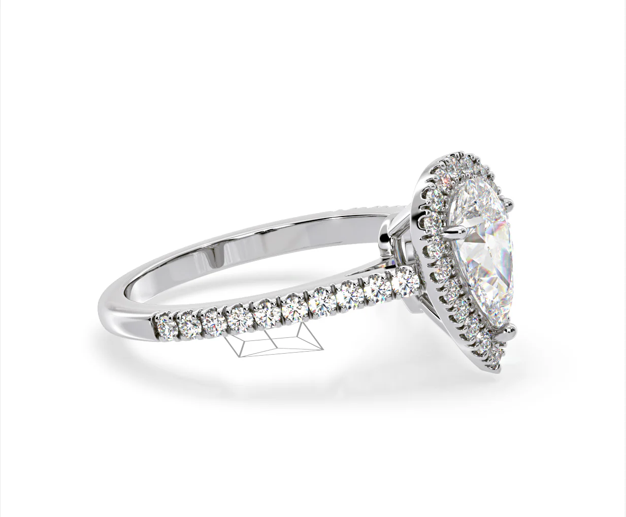 Diana Lab Diamond Pear Halo Engagement Ring Platinum 2.60ct F/VS1 - Image 153