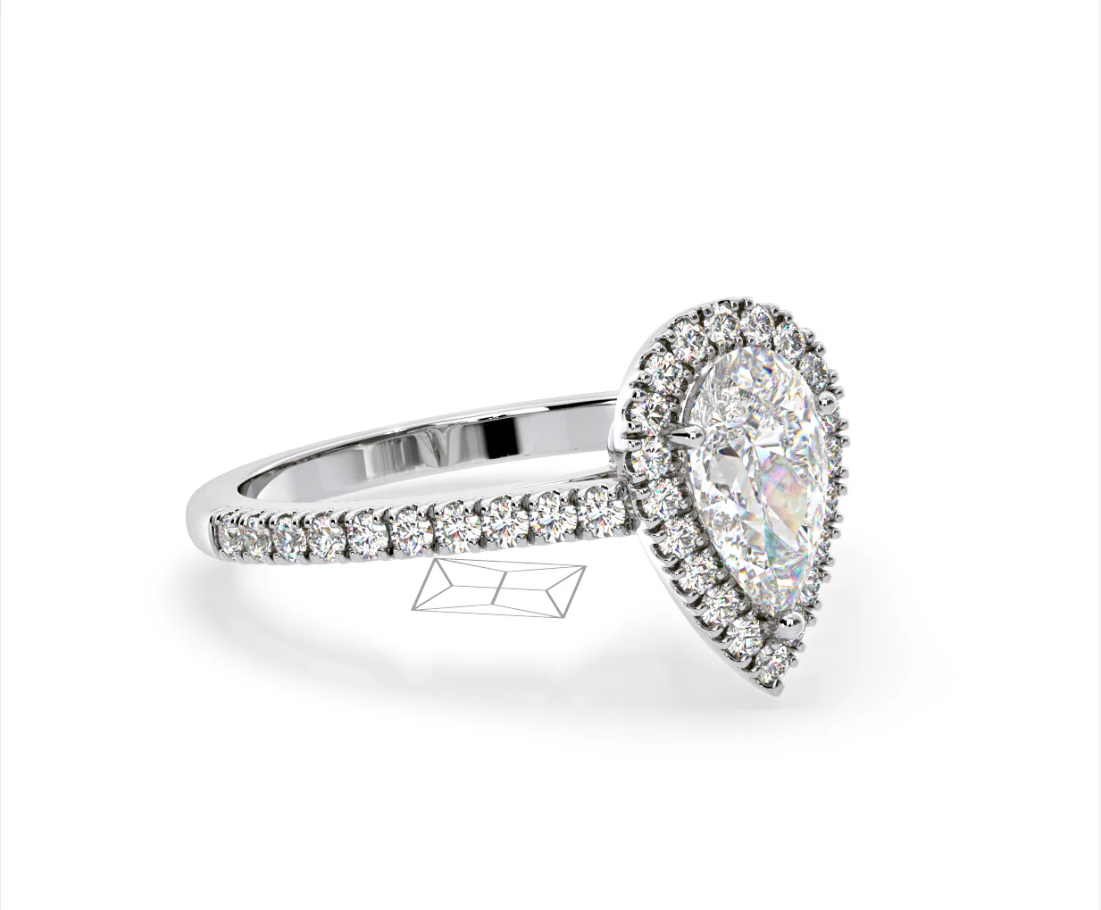 Diana Lab Diamond Pear Halo Engagement Ring Platinum 2.60ct F/VS1 - Image 158
