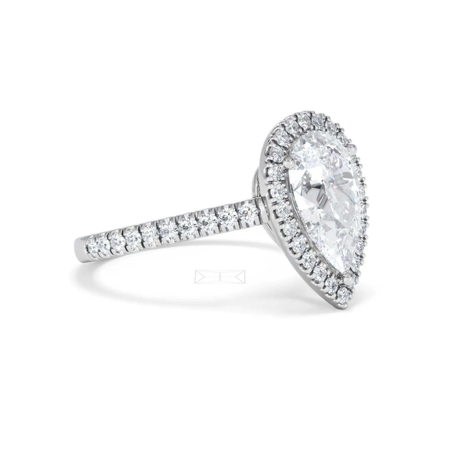 Diana Lab Diamond Pear Halo Engagement Ring Platinum 2.60ct F/VS1 - Image 21