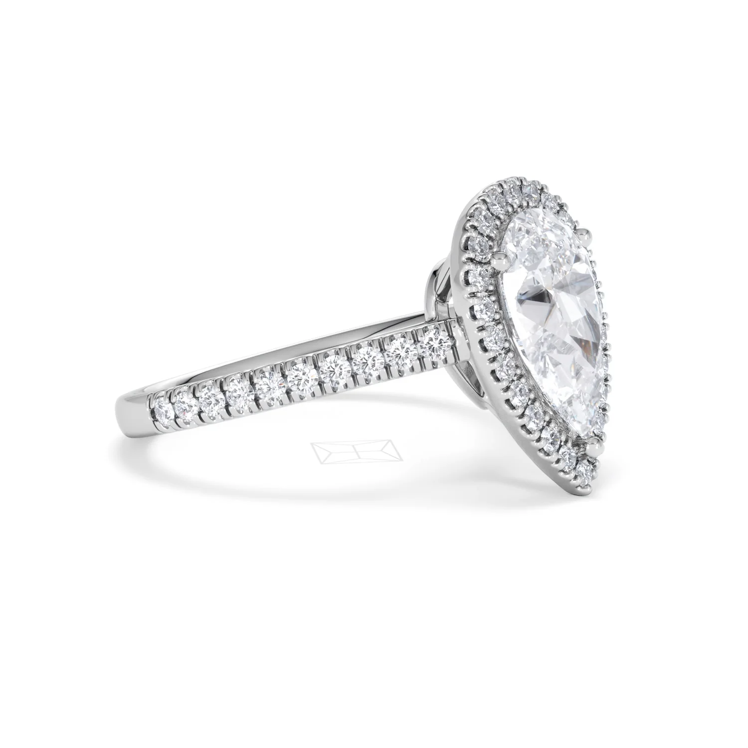 Diana Lab Diamond Pear Halo Engagement Ring Platinum 2.60ct F/VS1 - Image 23