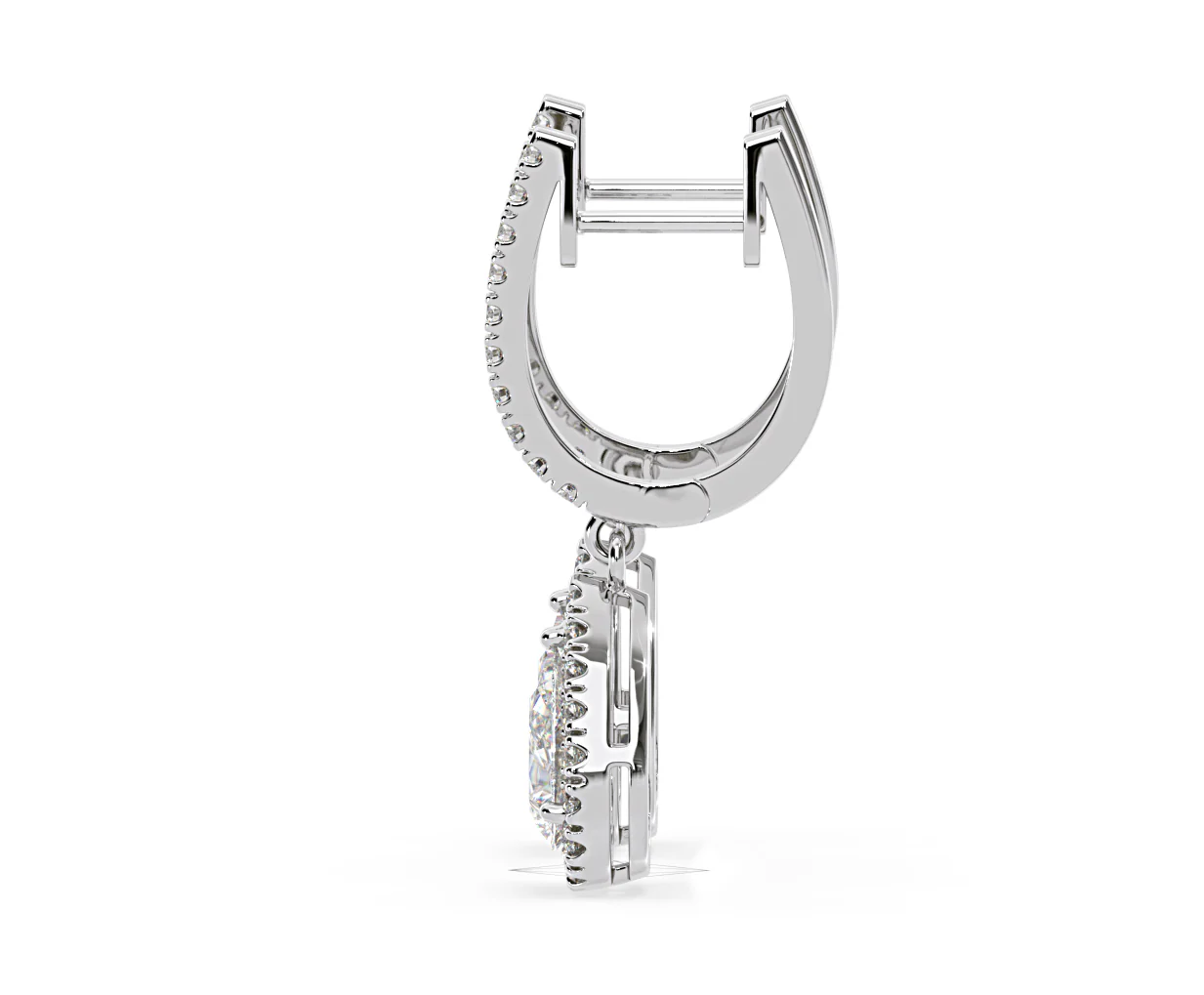 Diana Pear Lab Diamond Halo Drop Earrings 2.60ct in 18K White Gold F/VS1 - Image 27