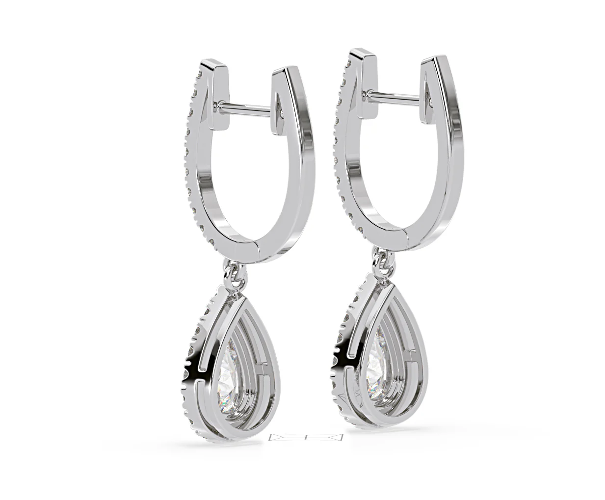 Diana Pear Lab Diamond Halo Drop Earrings 2.60ct in 18K White Gold F/VS1 - Image 37