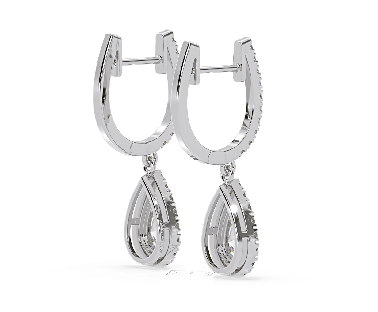 Diana Pear Lab Diamond Halo Drop Earrings 2.60ct in 18K White Gold F/VS1 - Image 58