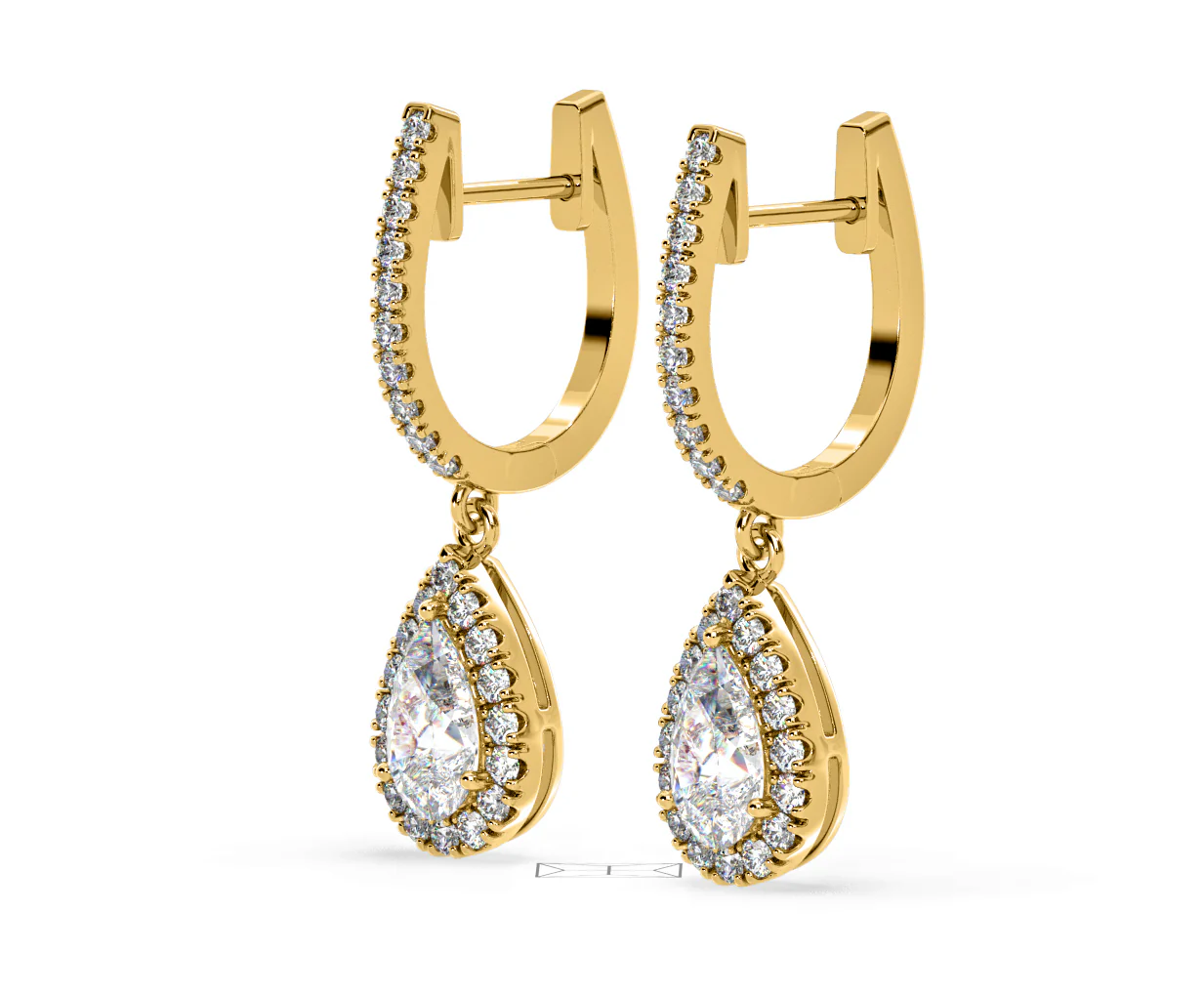 Diana Pear Lab Diamond Halo Drop Earrings 2.60ct in 18K Yellow Gold F/VS1 - Image 17