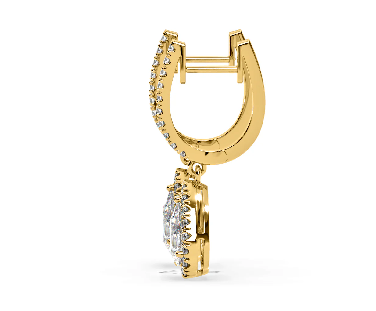 Diana Pear Lab Diamond Halo Drop Earrings 2.60ct in 18K Yellow Gold F/VS1 - Image 26