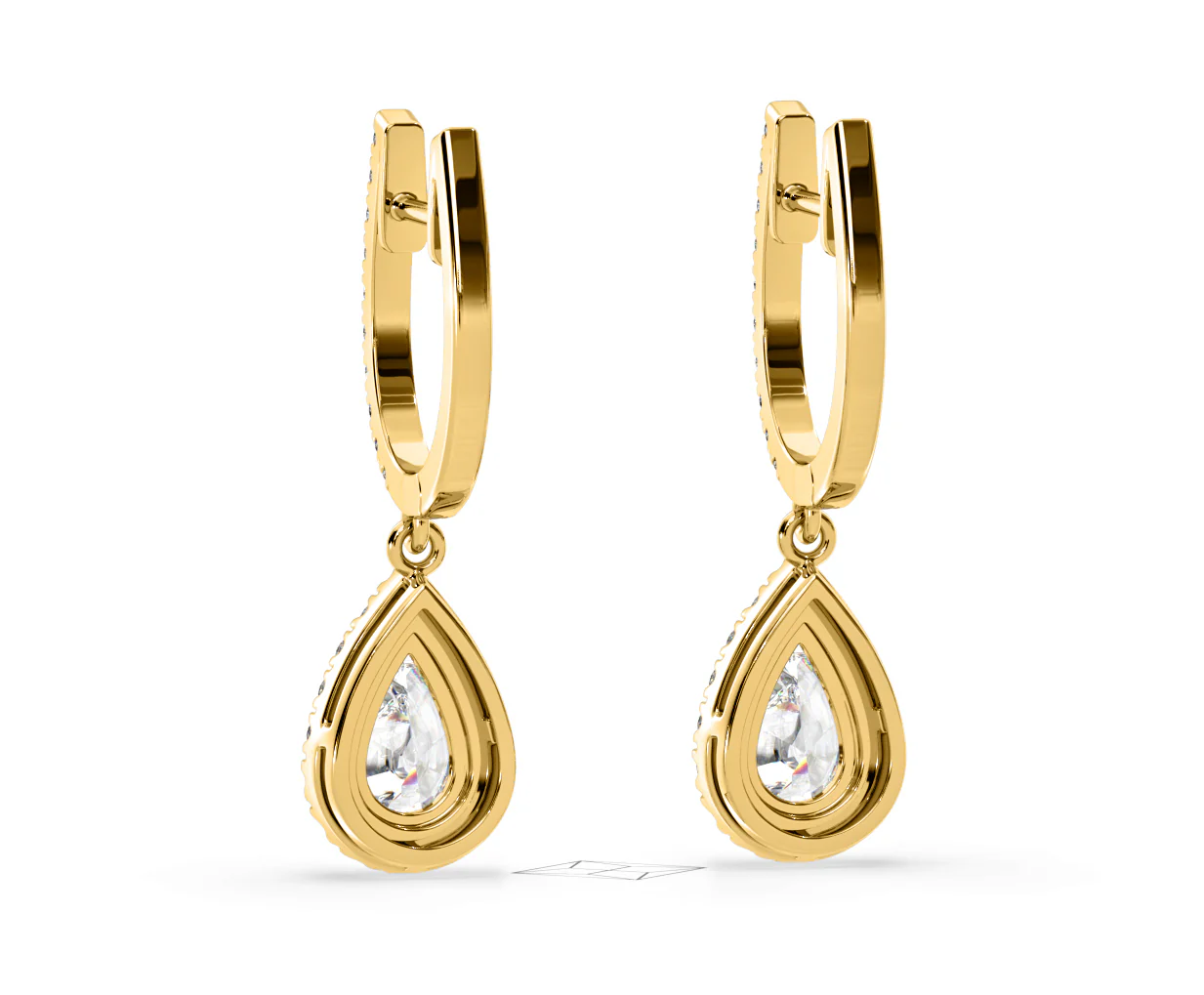 Diana Pear Lab Diamond Halo Drop Earrings 2.60ct in 18K Yellow Gold F/VS1 - Image 43