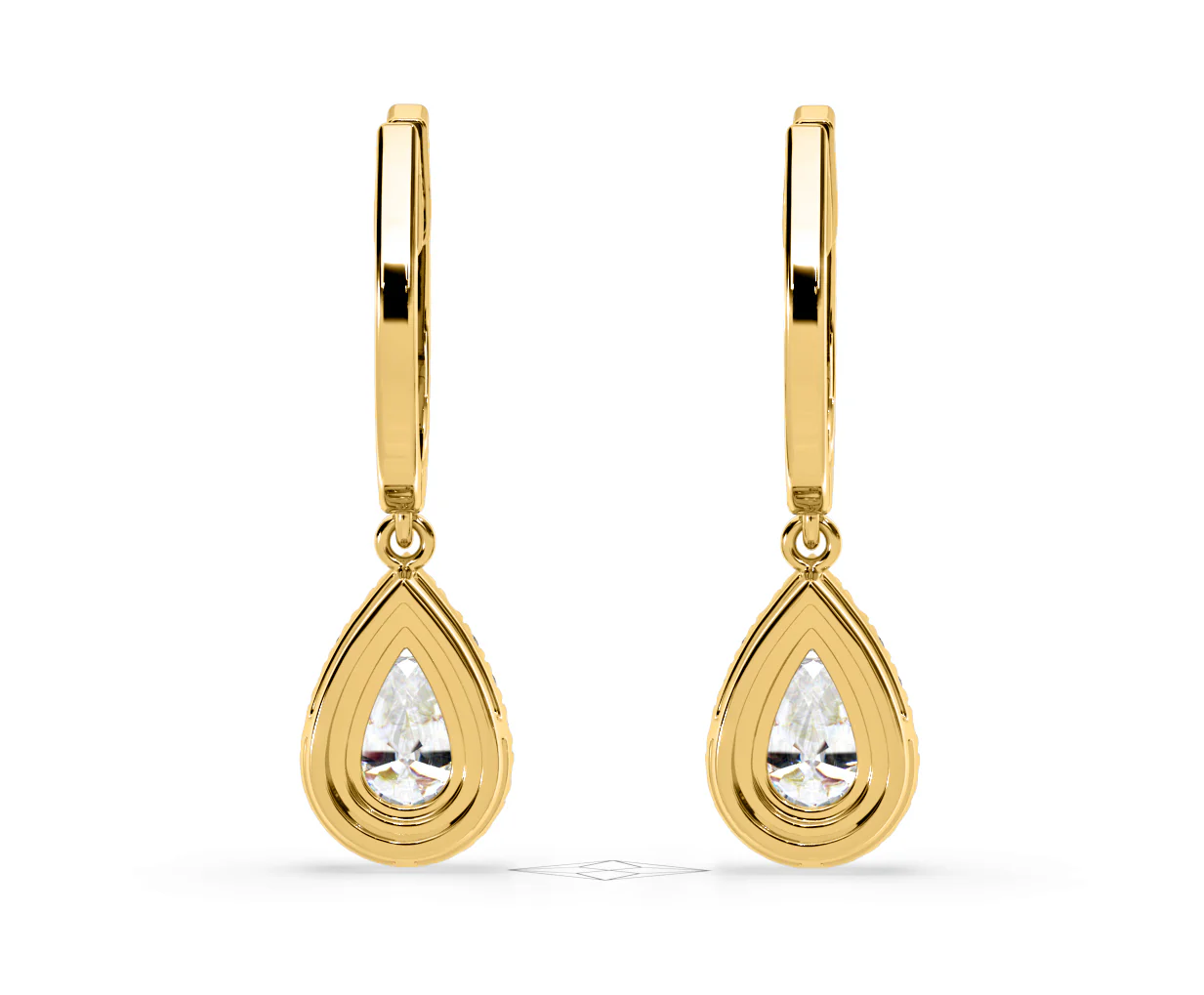 Diana Pear Lab Diamond Halo Drop Earrings 2.60ct in 18K Yellow Gold F/VS1 - Image 47