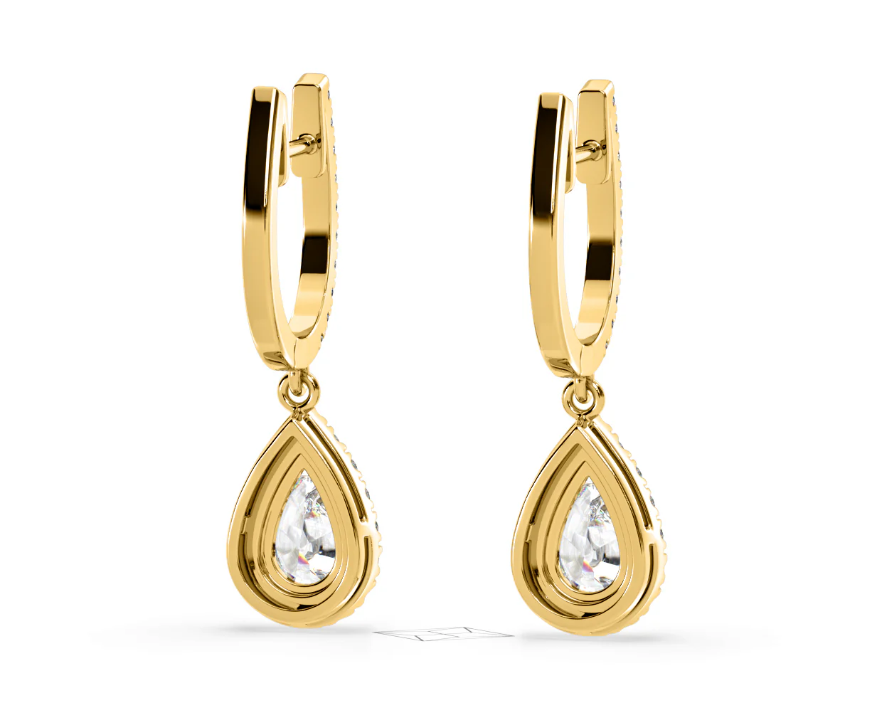 Diana Pear Lab Diamond Halo Drop Earrings 2.60ct in 18K Yellow Gold F/VS1 - Image 50