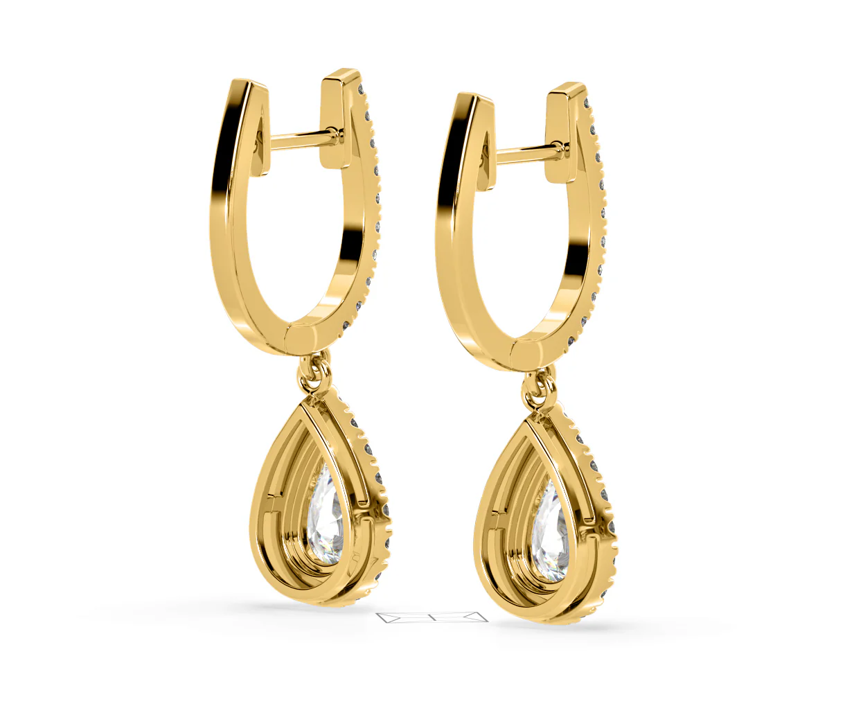 Diana Pear Lab Diamond Halo Drop Earrings 2.60ct in 18K Yellow Gold F/VS1 - Image 55
