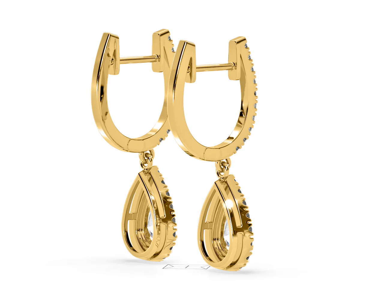 Diana Pear Lab Diamond Halo Drop Earrings 2.60ct in 18K Yellow Gold F/VS1 - Image 58