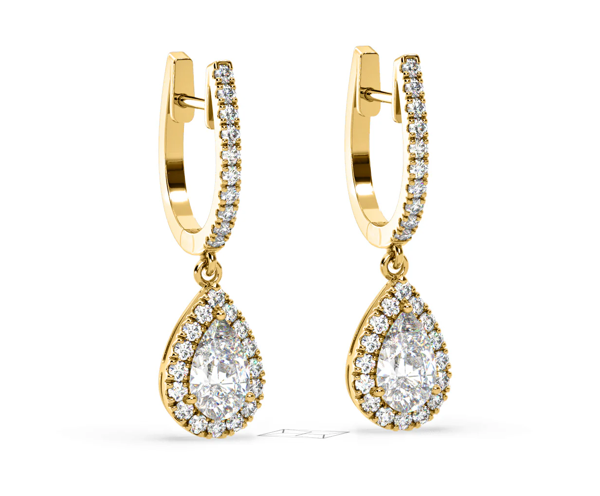 Diana Pear Lab Diamond Halo Drop Earrings 2.60ct in 18K Yellow Gold F/VS1 - Image 81