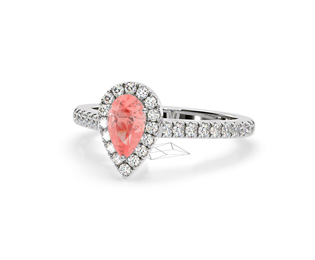 Diana Pink Lab Diamond Pear Halo Ring 1.00ct in 18K White Gold - Elara Collection - Image 11