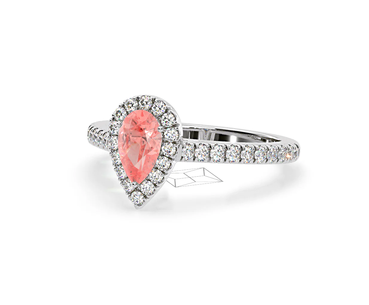 Diana Pink Lab Diamond Pear Halo Ring 1.00ct in 18K White Gold - Elara Collection - Image 12