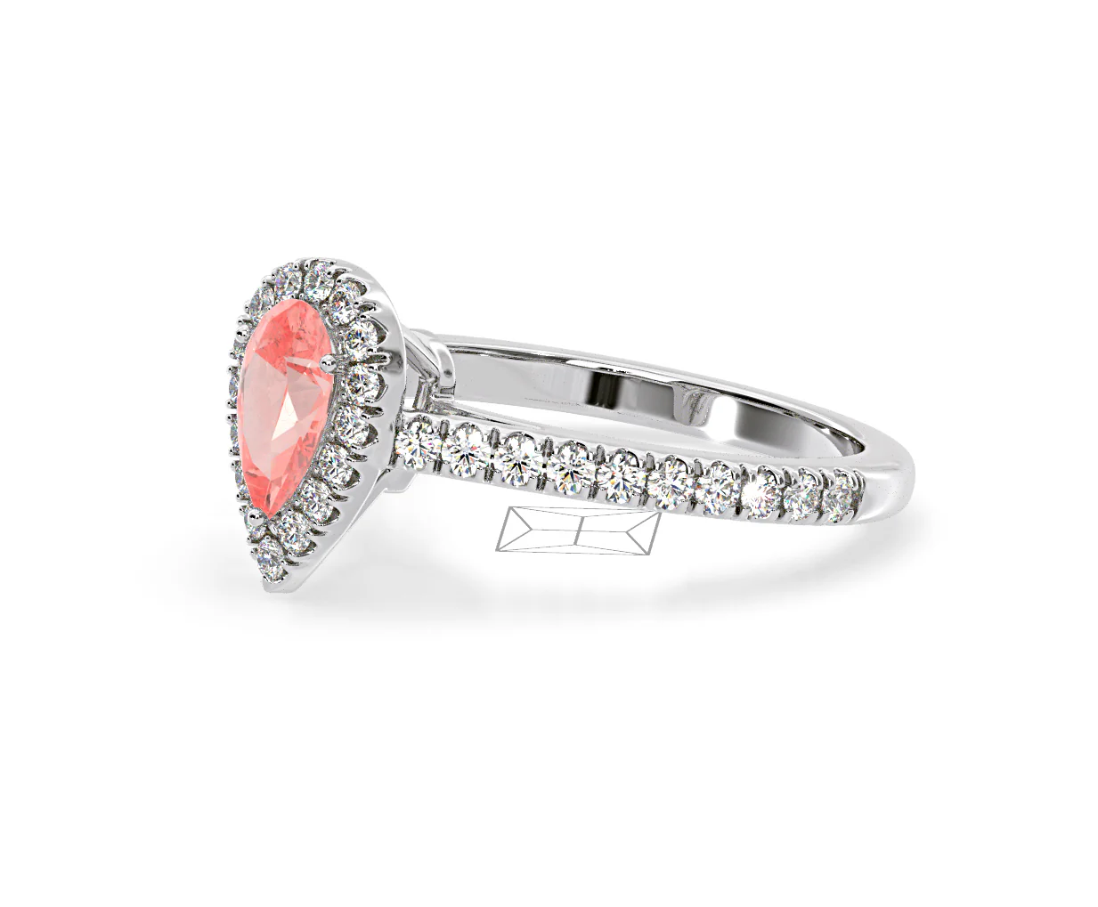 Diana Pink Lab Diamond Pear Halo Ring 1.00ct in 18K White Gold - Elara Collection - Image 18