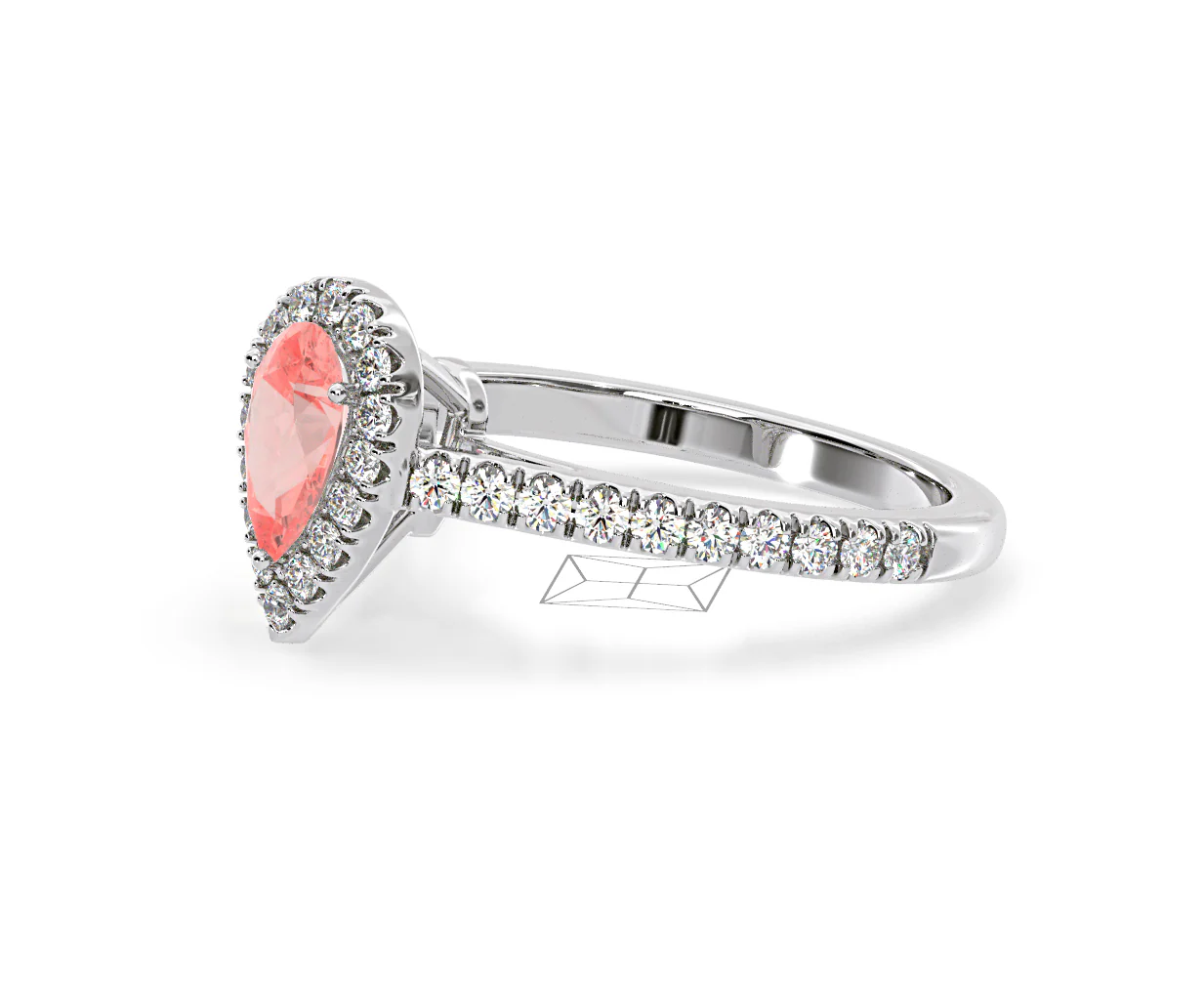 Diana Pink Lab Diamond Pear Halo Ring 1.00ct in 18K White Gold - Elara Collection - Image 19