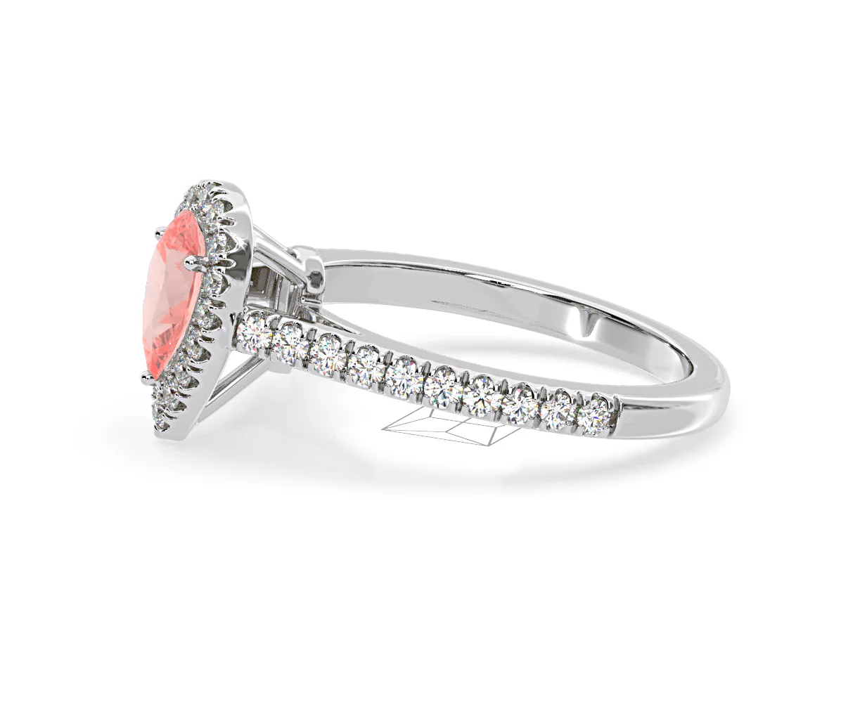 Diana Pink Lab Diamond Pear Halo Ring 1.00ct in 18K White Gold - Elara Collection - Image 23