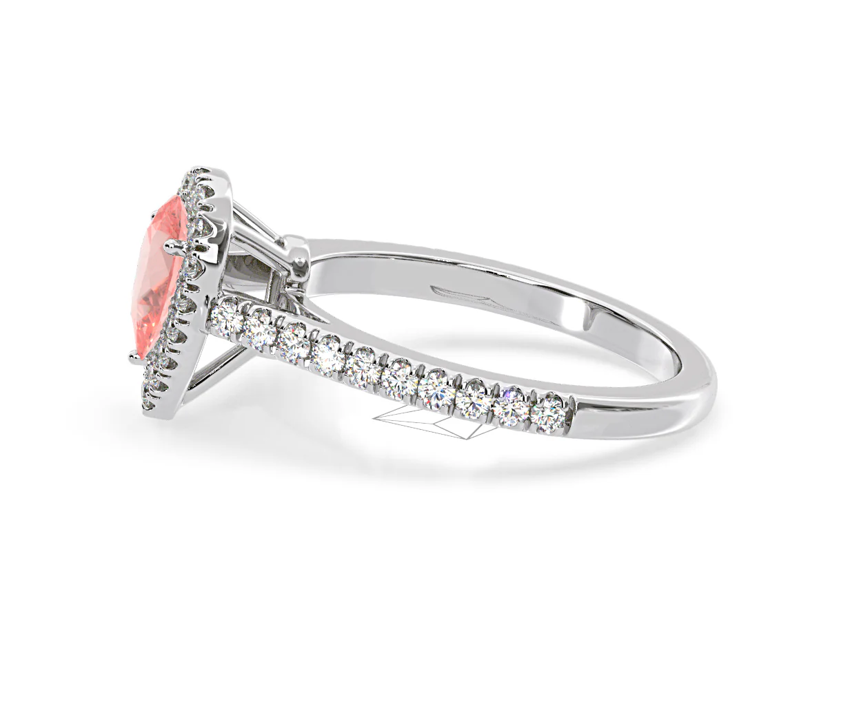 Diana Pink Lab Diamond Pear Halo Ring 1.00ct in 18K White Gold - Elara Collection - Image 25