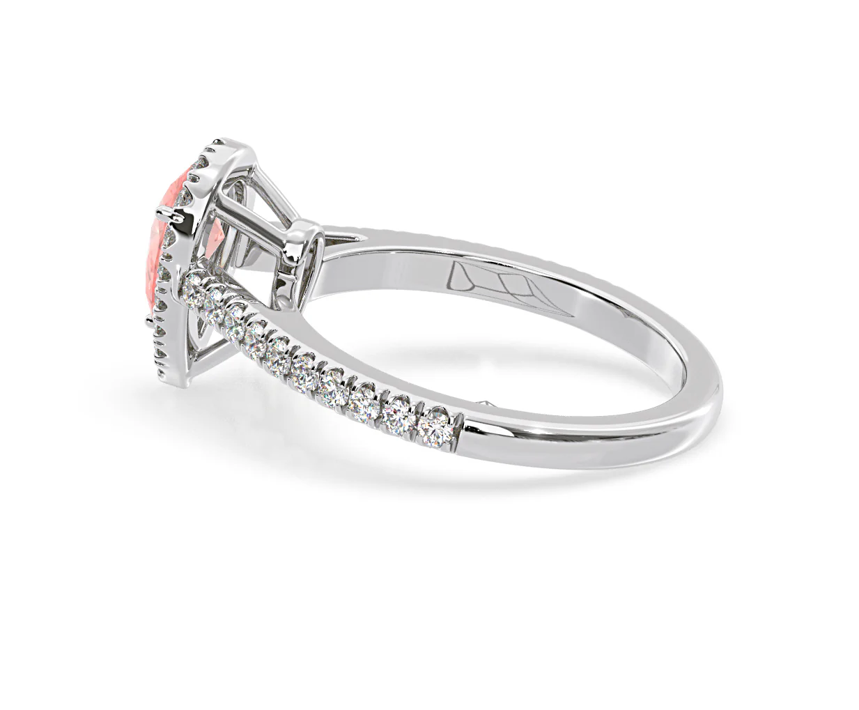 Diana Pink Lab Diamond Pear Halo Ring 1.00ct in 18K White Gold - Elara Collection - Image 31