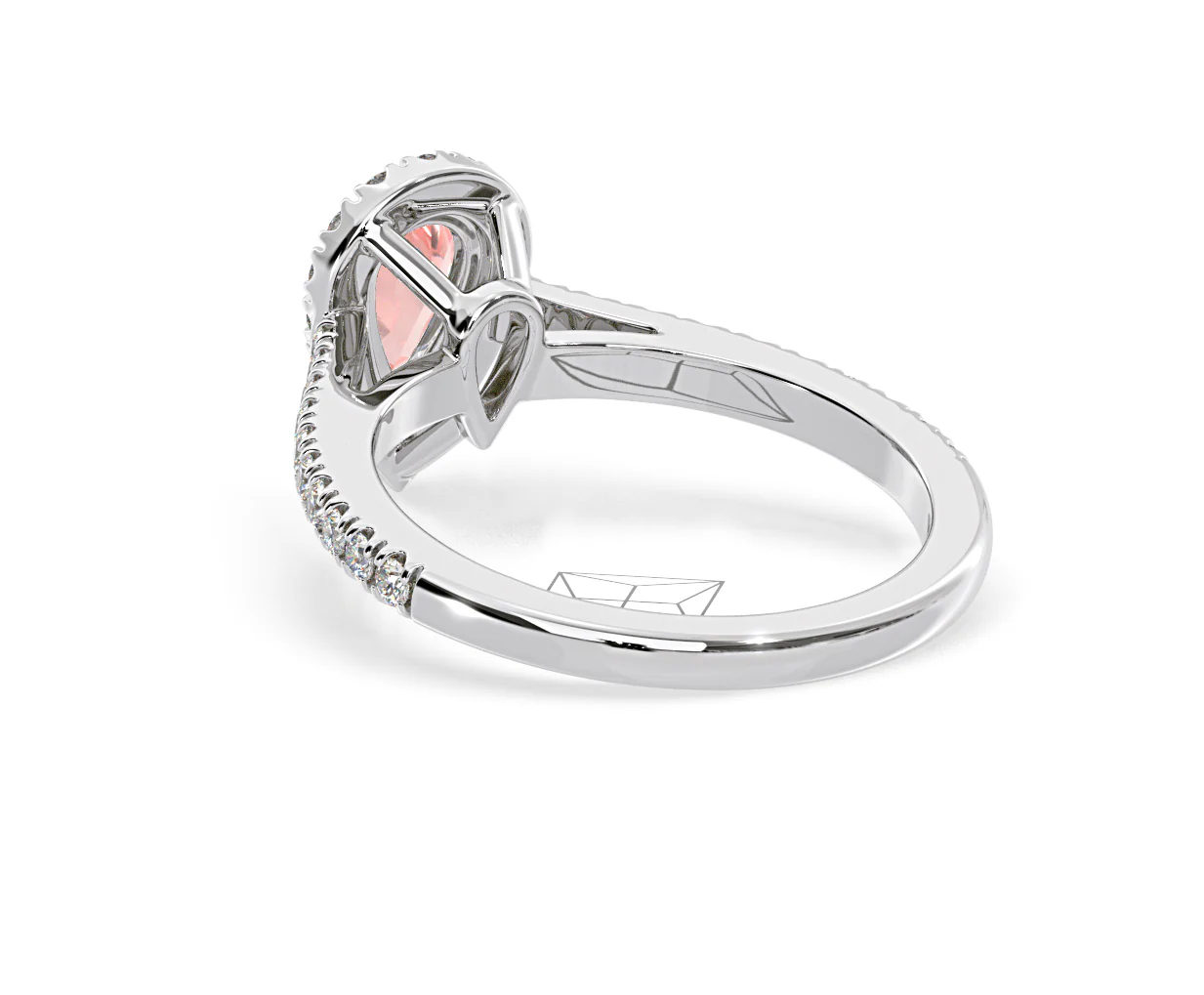 Diana Pink Lab Diamond Pear Halo Ring 1.00ct in 18K White Gold - Elara Collection - Image 39