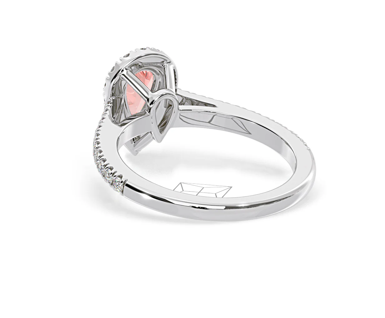 Diana Pink Lab Diamond Pear Halo Ring 1.00ct in 18K White Gold - Elara Collection - Image 40