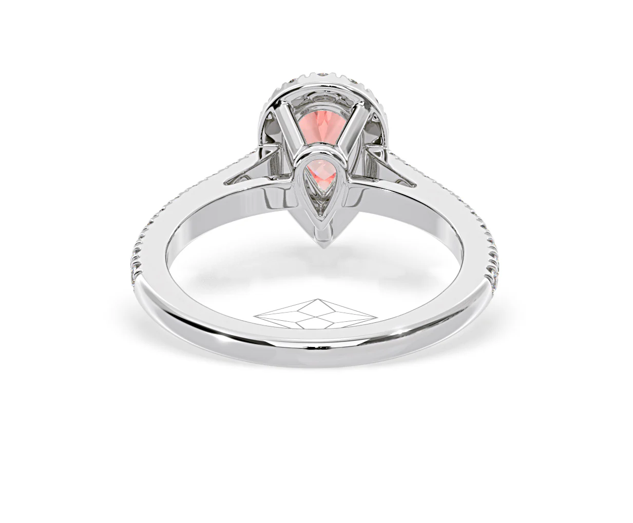 Diana Pink Lab Diamond Pear Halo Ring 1.00ct in 18K White Gold - Elara Collection - Image 47