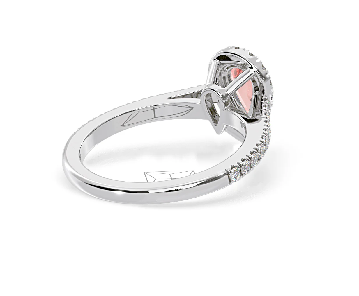 Diana Pink Lab Diamond Pear Halo Ring 1.00ct in 18K White Gold - Elara Collection - Image 55