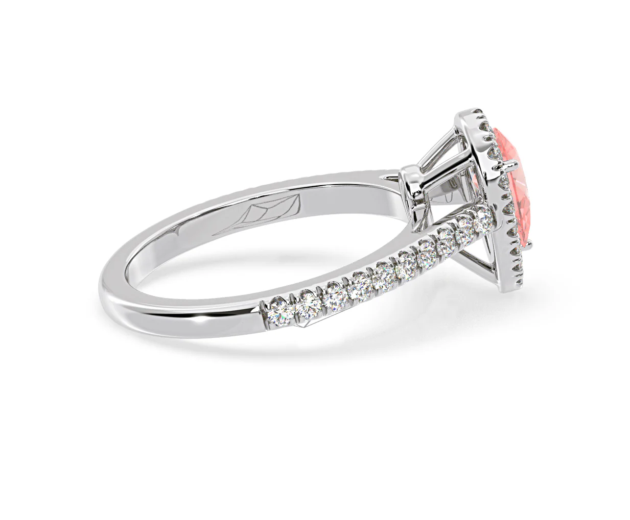 Diana Pink Lab Diamond Pear Halo Ring 1.00ct in 18K White Gold - Elara Collection - Image 64
