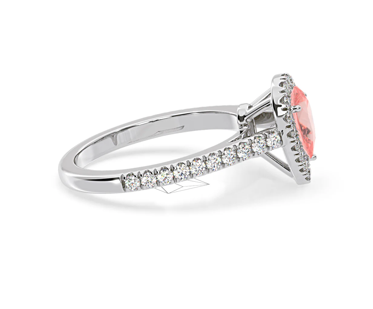 Diana Pink Lab Diamond Pear Halo Ring 1.00ct in 18K White Gold - Elara Collection - Image 68