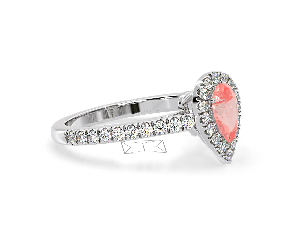 Diana Pink Lab Diamond Pear Halo Ring 1.00ct in 18K White Gold - Elara Collection - Image 75