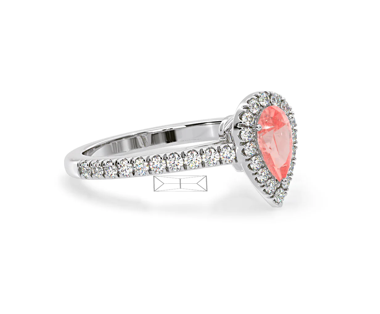 Diana Pink Lab Diamond Pear Halo Ring 1.00ct in 18K White Gold - Elara Collection - Image 76