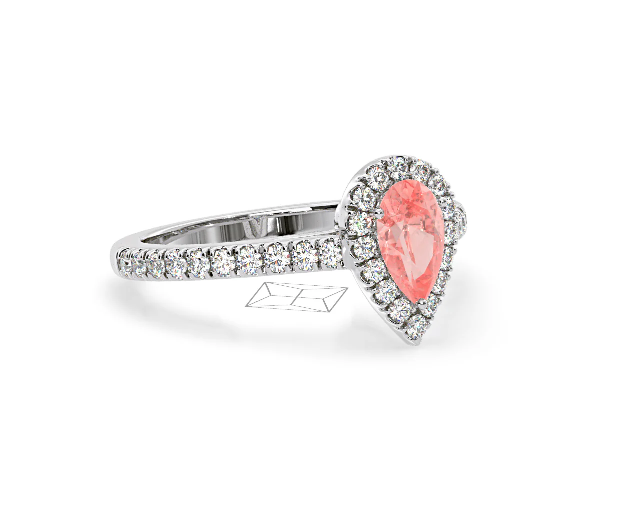 Diana Pink Lab Diamond Pear Halo Ring 1.00ct in 18K White Gold - Elara Collection - Image 79