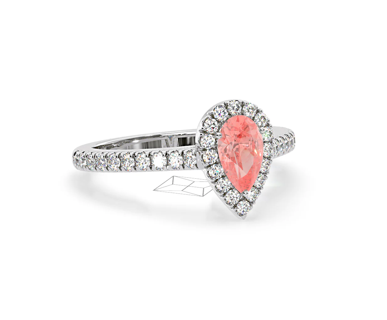 Diana Pink Lab Diamond Pear Halo Ring 1.00ct in 18K White Gold - Elara Collection - Image 81