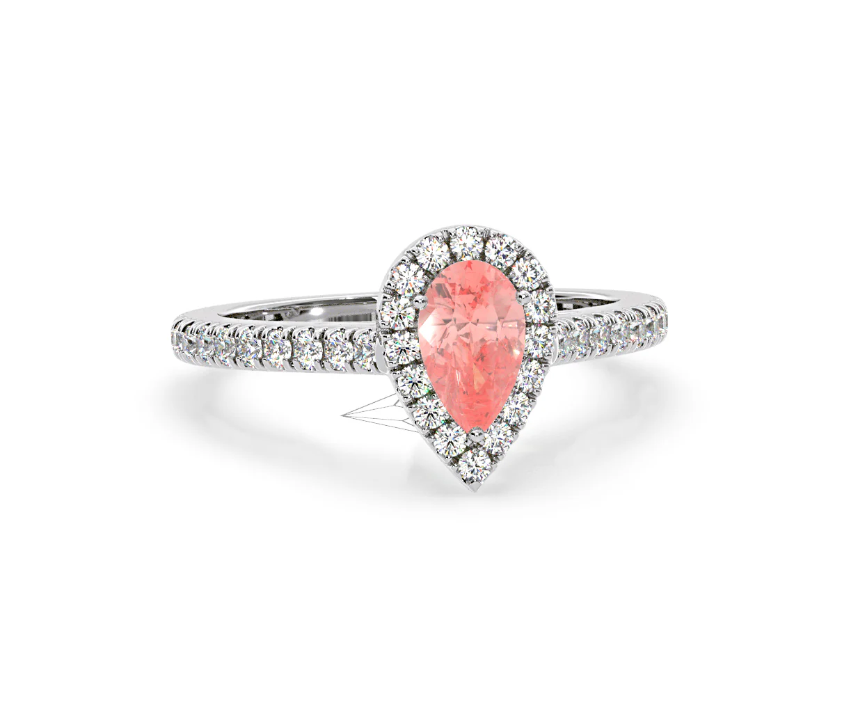 Diana Pink Lab Diamond Pear Halo Ring 1.00ct in 18K White Gold - Elara Collection - Image 84