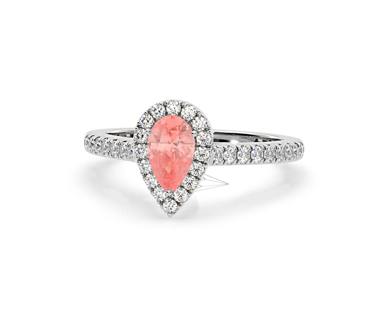Diana Pink Lab Diamond Pear Halo Ring 1.00ct in 18K White Gold - Elara Collection - Image 9