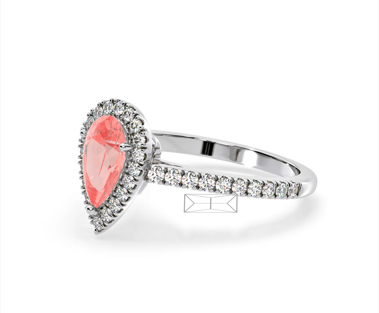 Diana Pink Lab Diamond Pear Halo Ring 1.60ct in 18K White Gold - Elara Collection - Image 18