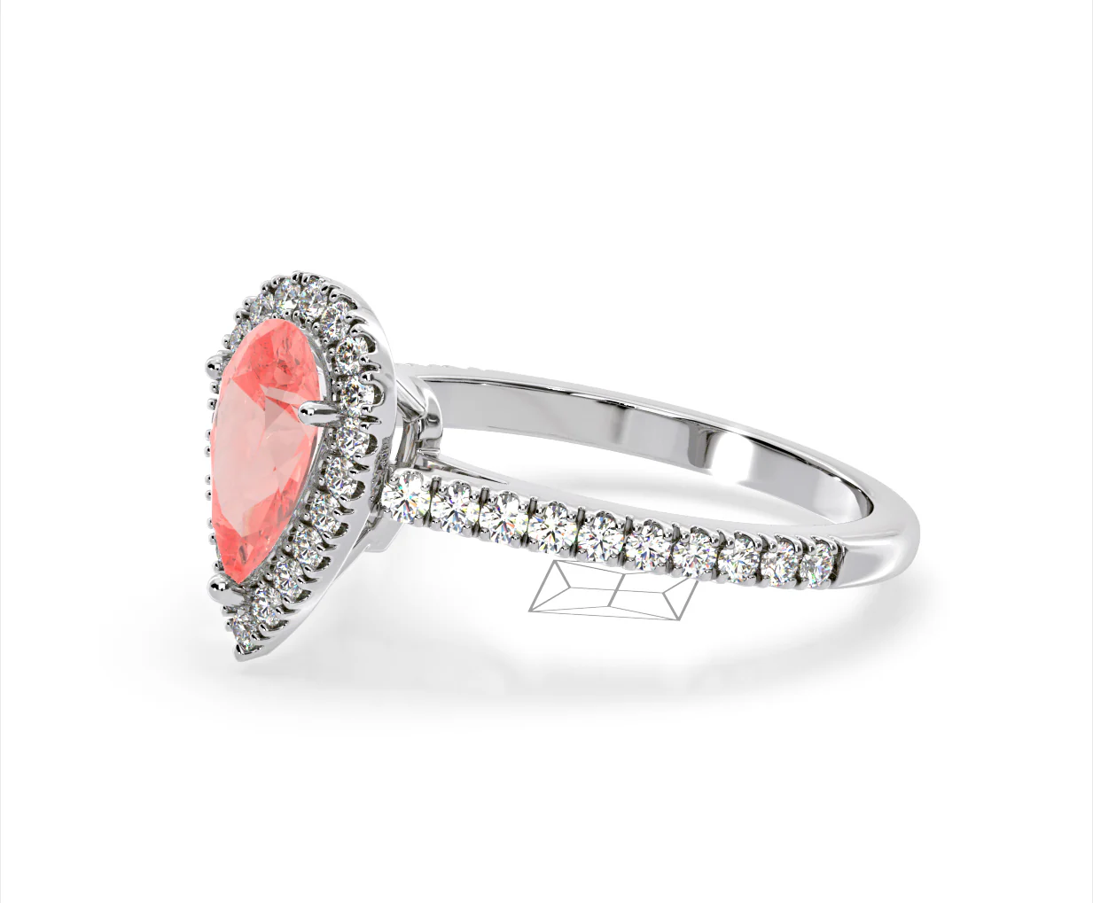 Diana Pink Lab Diamond Pear Halo Ring 1.60ct in 18K White Gold - Elara Collection - Image 20