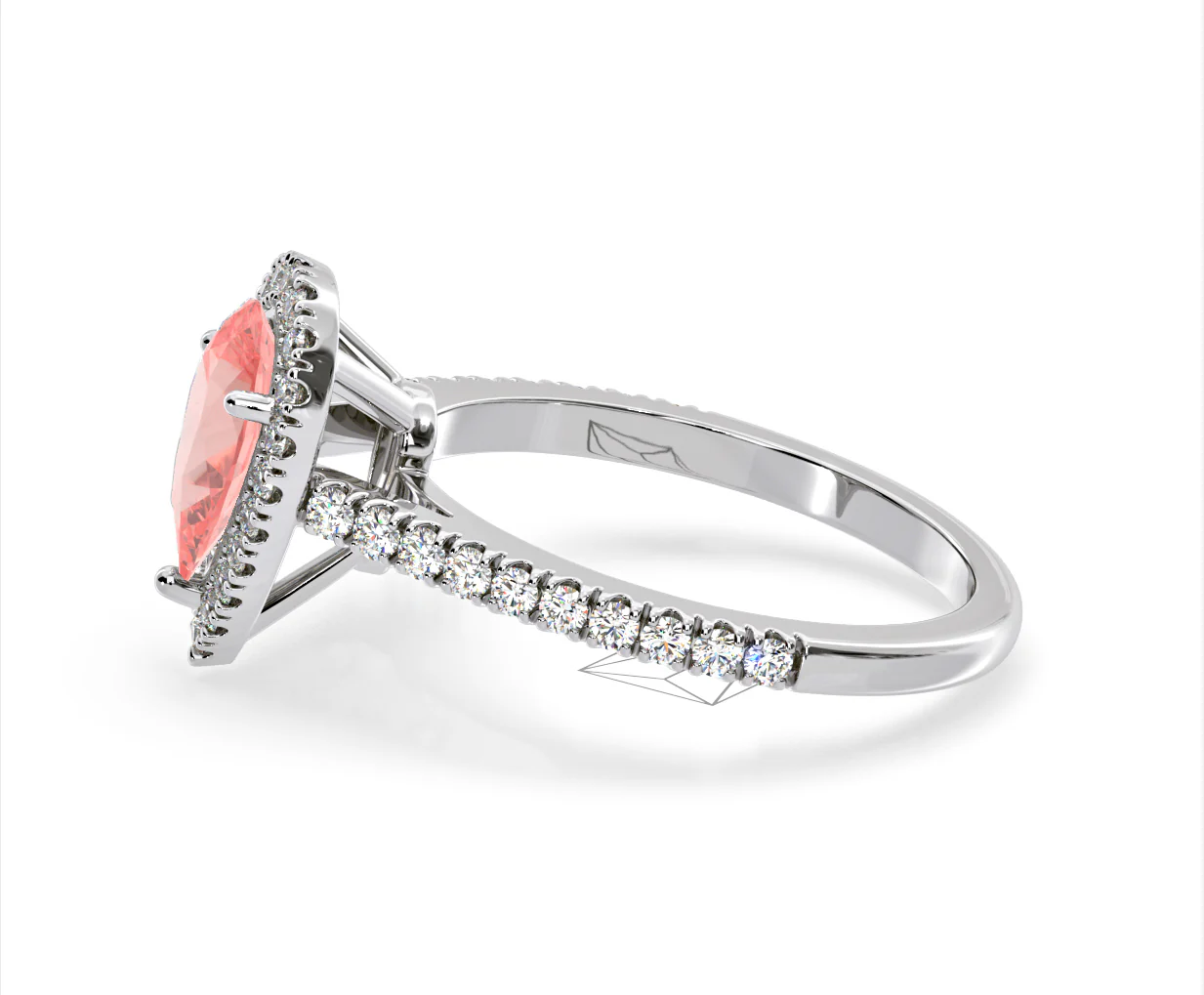 Diana Pink Lab Diamond Pear Halo Ring 1.60ct in 18K White Gold - Elara Collection - Image 26