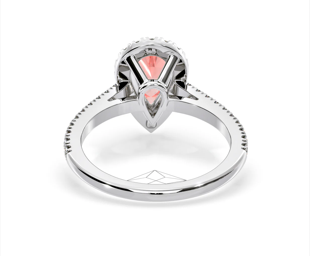 Diana Pink Lab Diamond Pear Halo Ring 1.60ct in 18K White Gold - Elara Collection - Image 47