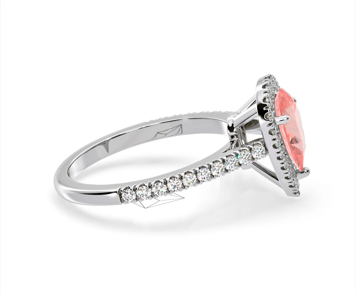 Diana Pink Lab Diamond Pear Halo Ring 1.60ct in 18K White Gold - Elara Collection - Image 69
