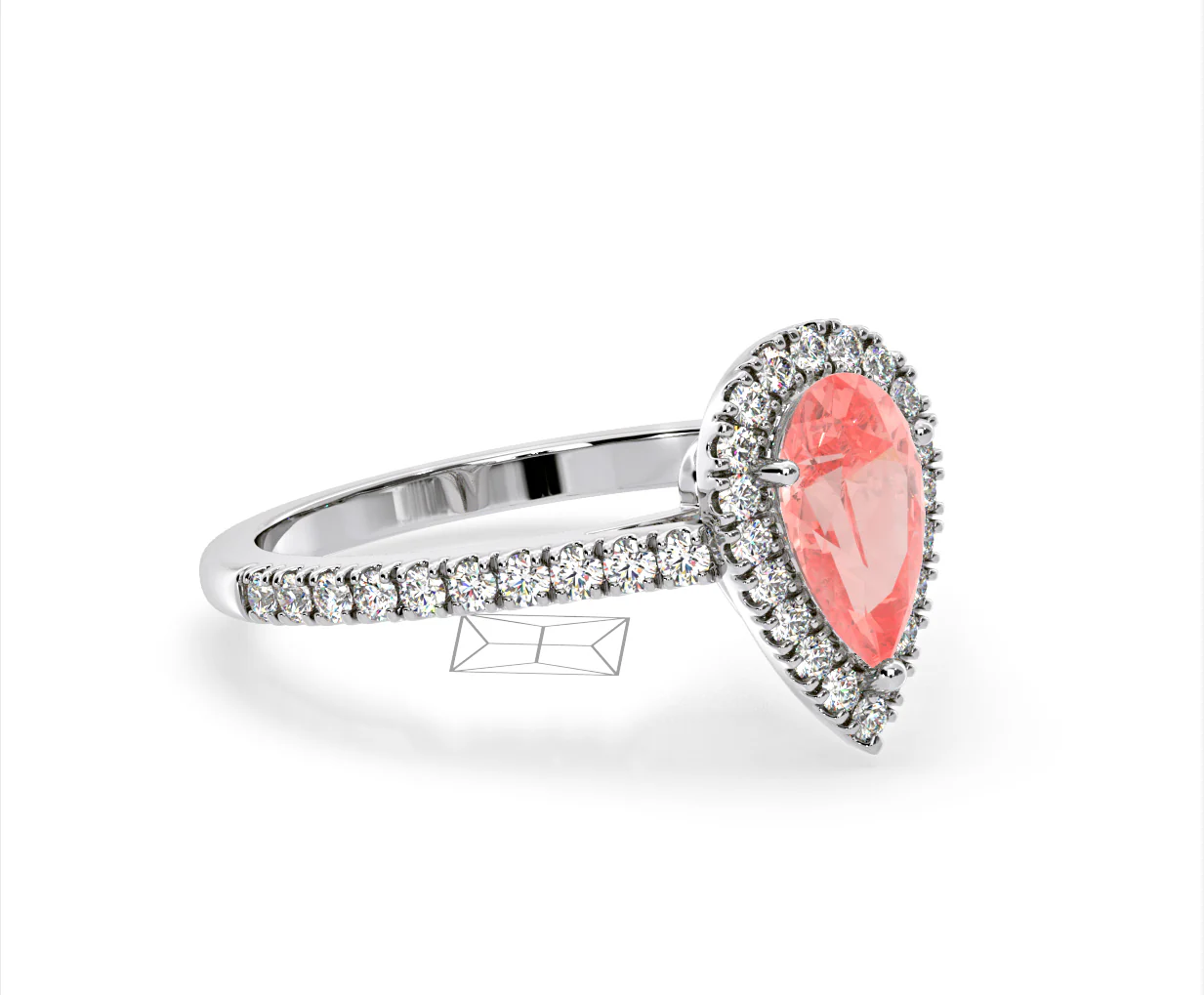 Diana Pink Lab Diamond Pear Halo Ring 1.60ct in 18K White Gold - Elara Collection - Image 78