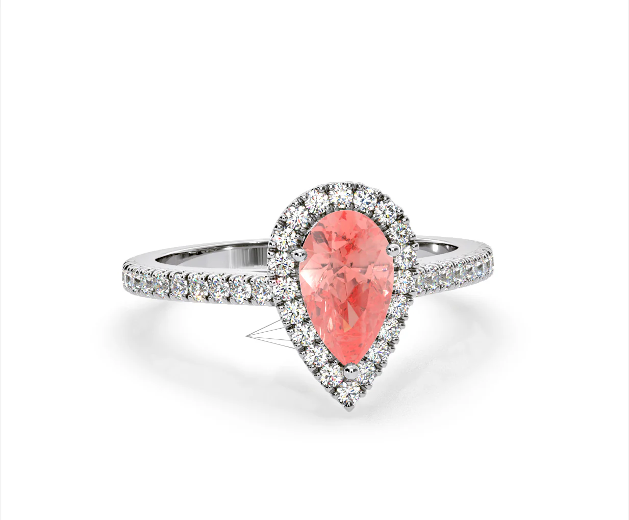 Diana Pink Lab Diamond Pear Halo Ring 1.60ct in 18K White Gold - Elara Collection - Image 85