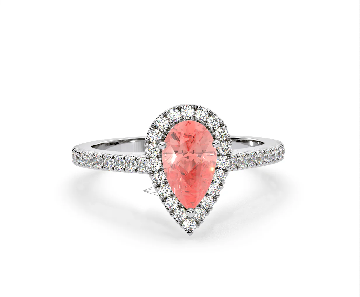 Diana Pink Lab Diamond Pear Halo Ring 1.60ct in 18K White Gold - Elara Collection - Image 86