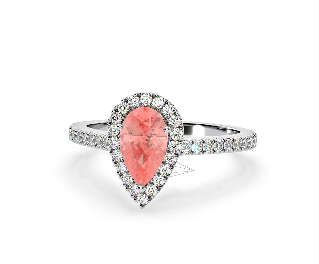 Diana Pink Lab Diamond Pear Halo Ring 1.60ct in Platinum - Elara Collection - Image 10