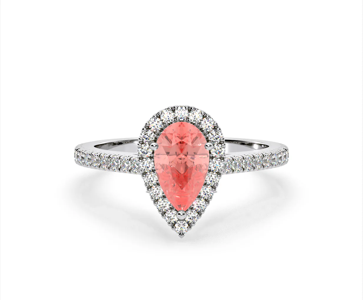 Diana Pink Lab Diamond Pear Halo Ring 1.60ct in Platinum - Elara Collection - Image 8