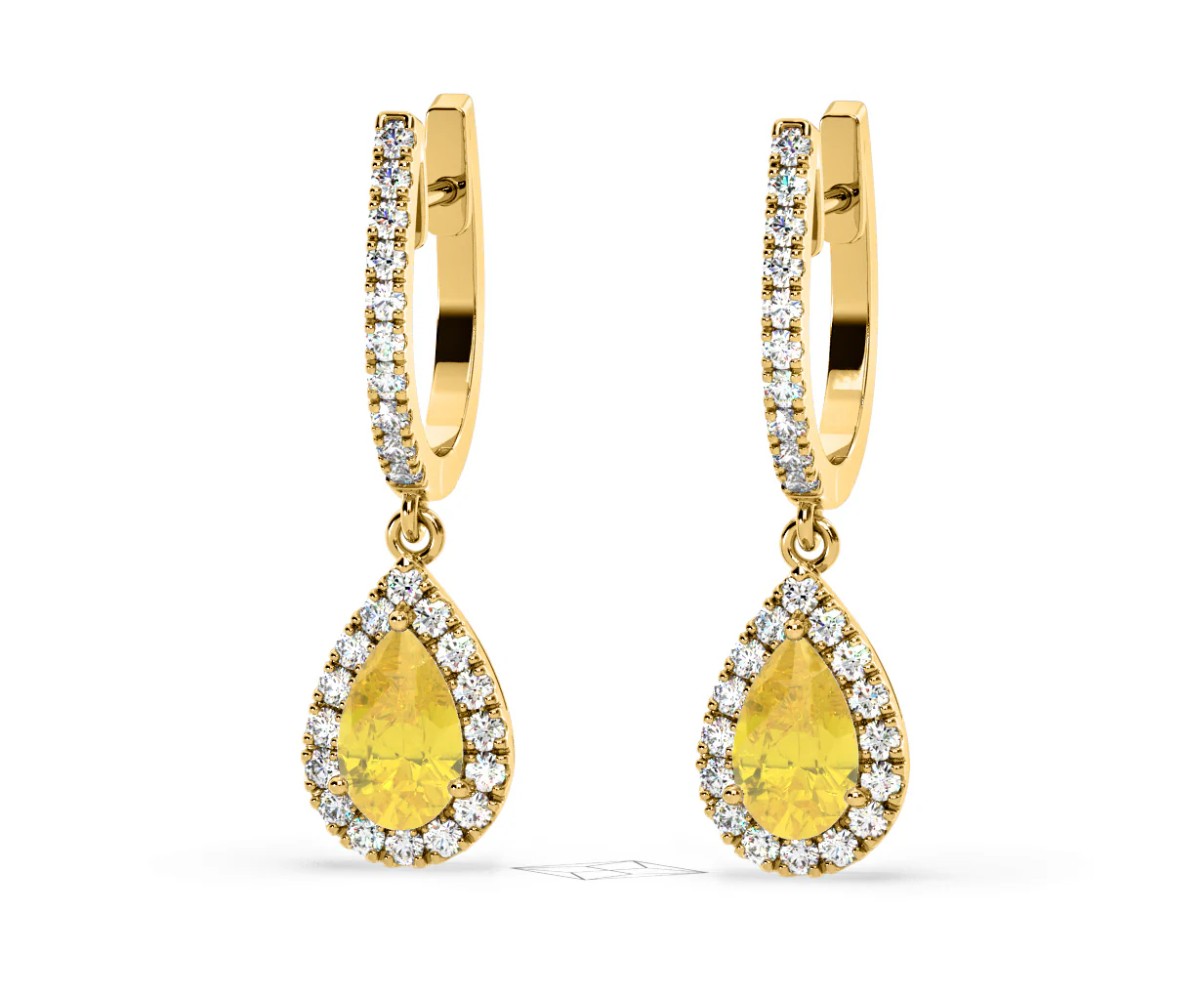 Diana Yellow Lab Diamond 1.48ct Pear Halo Drop Earrings in 18K Yellow Gold - Elara Collection - Image 11