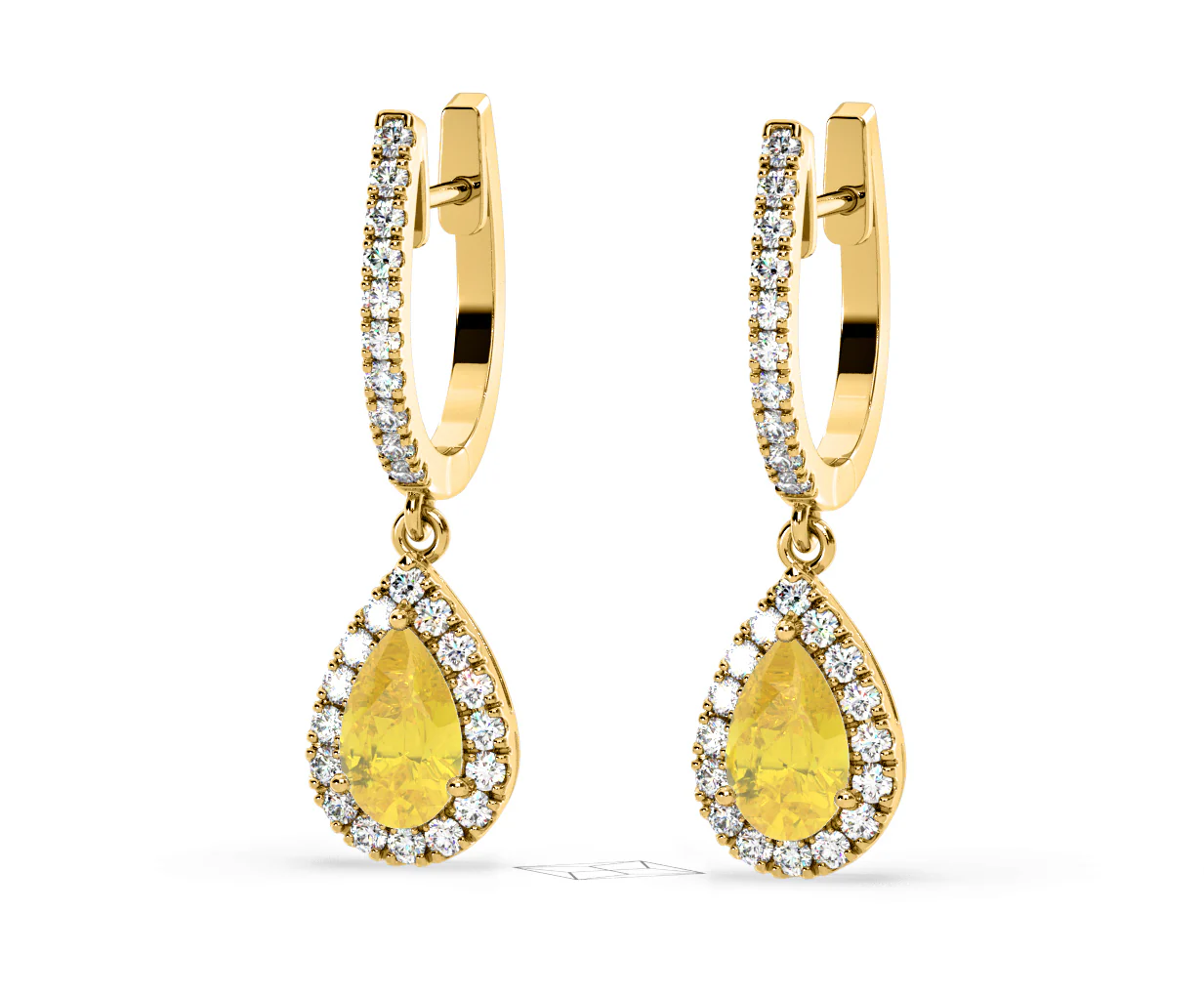 Diana Yellow Lab Diamond 1.48ct Pear Halo Drop Earrings in 18K Yellow Gold - Elara Collection - Image 12